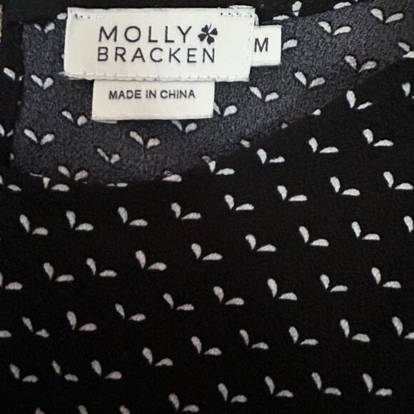 Molly Bracken Micro-Leaf Sprig Pattern Dress - Black* - US M (As Is) - Picture 7 of 9